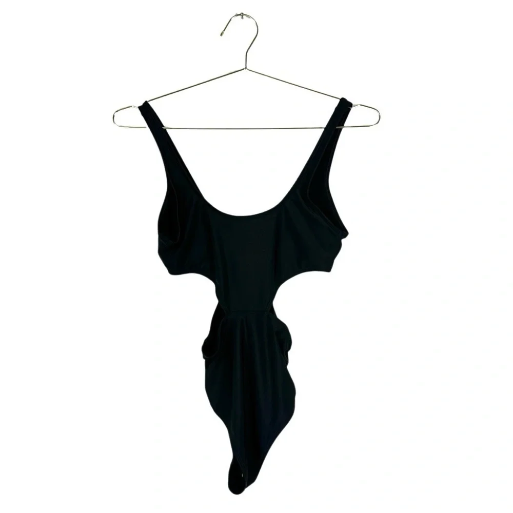 Aerie Black Cut Out Sides One Piece Swimsuit Size S